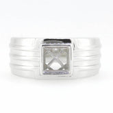 Men's Sterling Silver Semi Mount Ring Setting Princess SQ 6.5X6.5mm - Syzjewelry